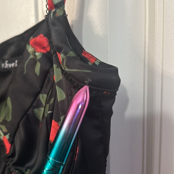 For Love and Lemons Love Song Dress Mini Dress Black Res Flowers Size XS - Picture 13 of 15